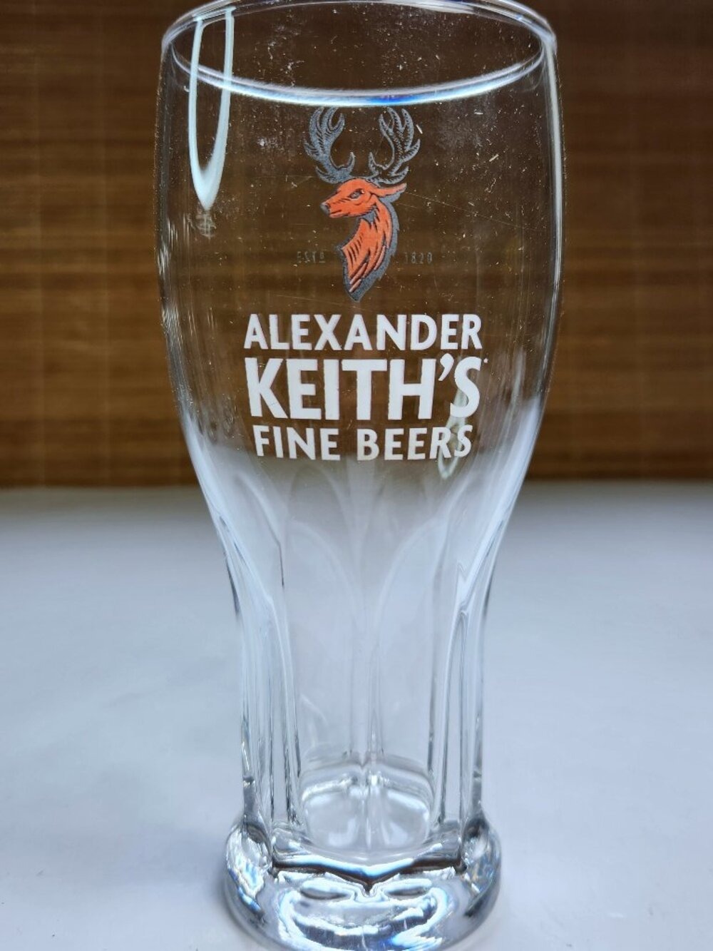 Vintage Alexander Keiths Fine Beers Glass Single Ridged 20oz Imperial Pint 7.25